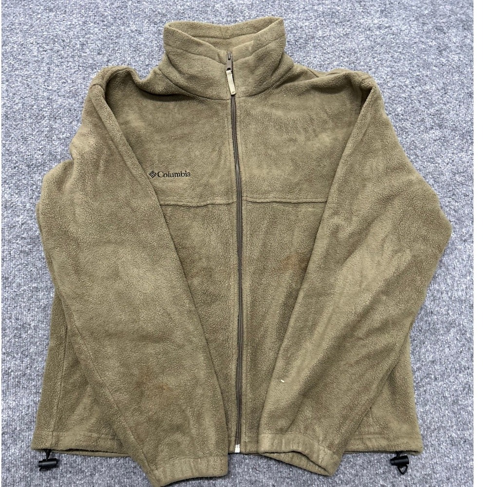 Columbia Fleece Jacket Womens Size M Olive Green Full Zip Mock Neck WM6113